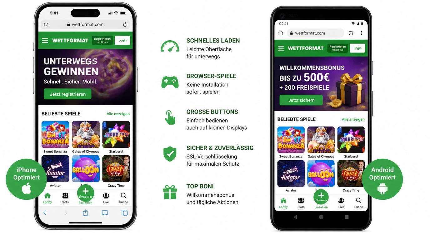Mobile Ansicht auf Smartphone mit sauberen Menüs